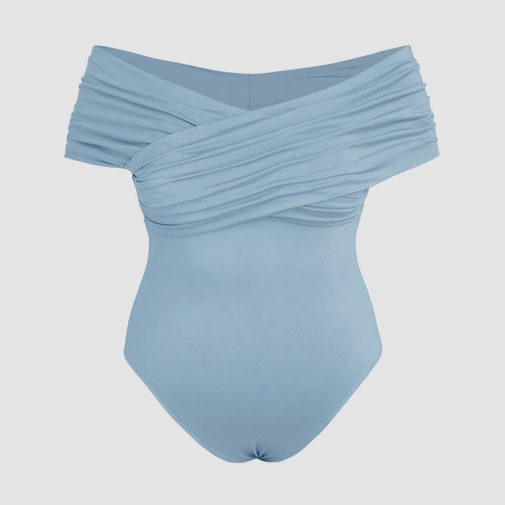 4XL Cider - Solid Off-shoulder Bodysuit Curve & Plus